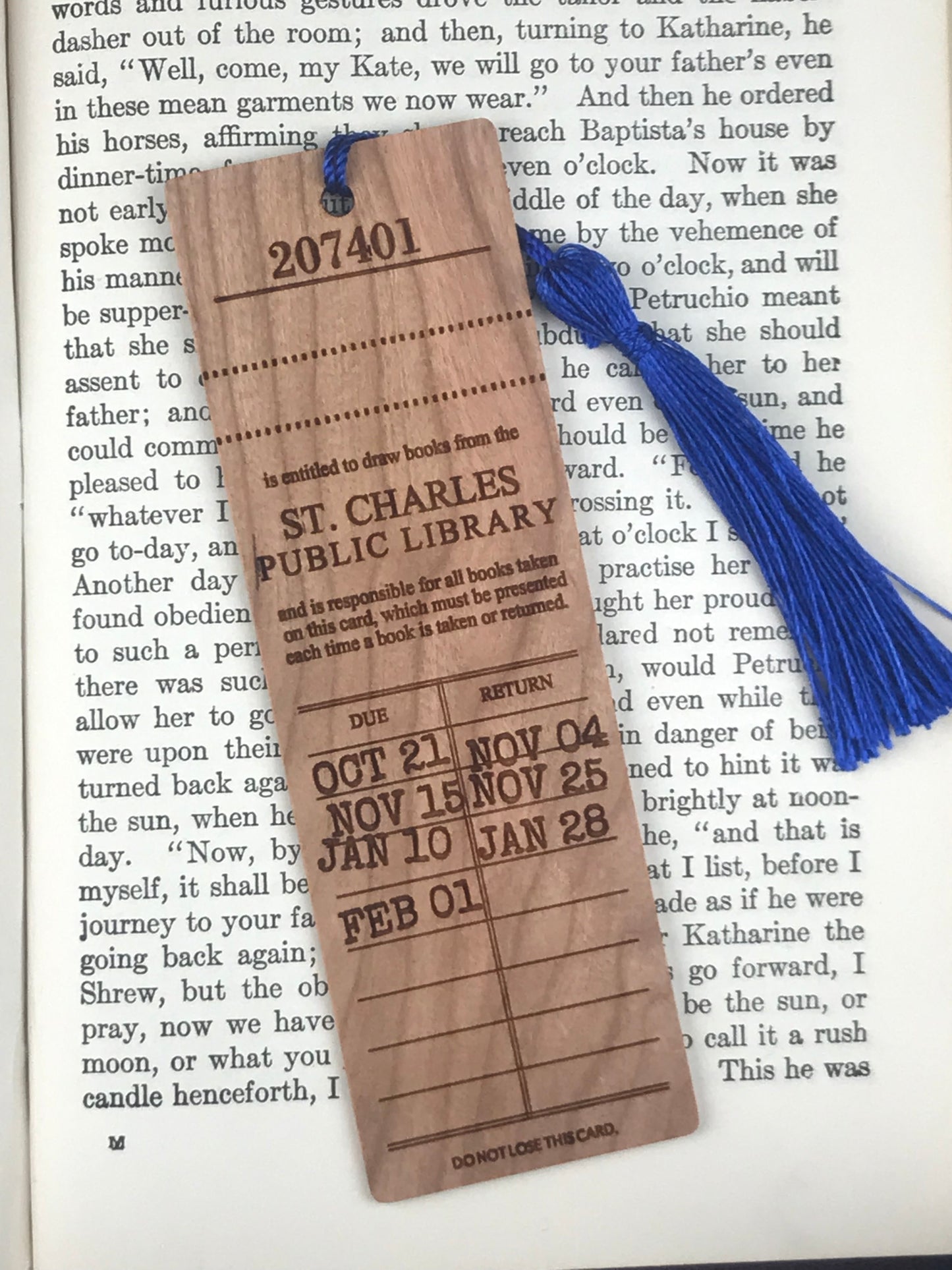 Vintage Library Card Wooden Bookmark