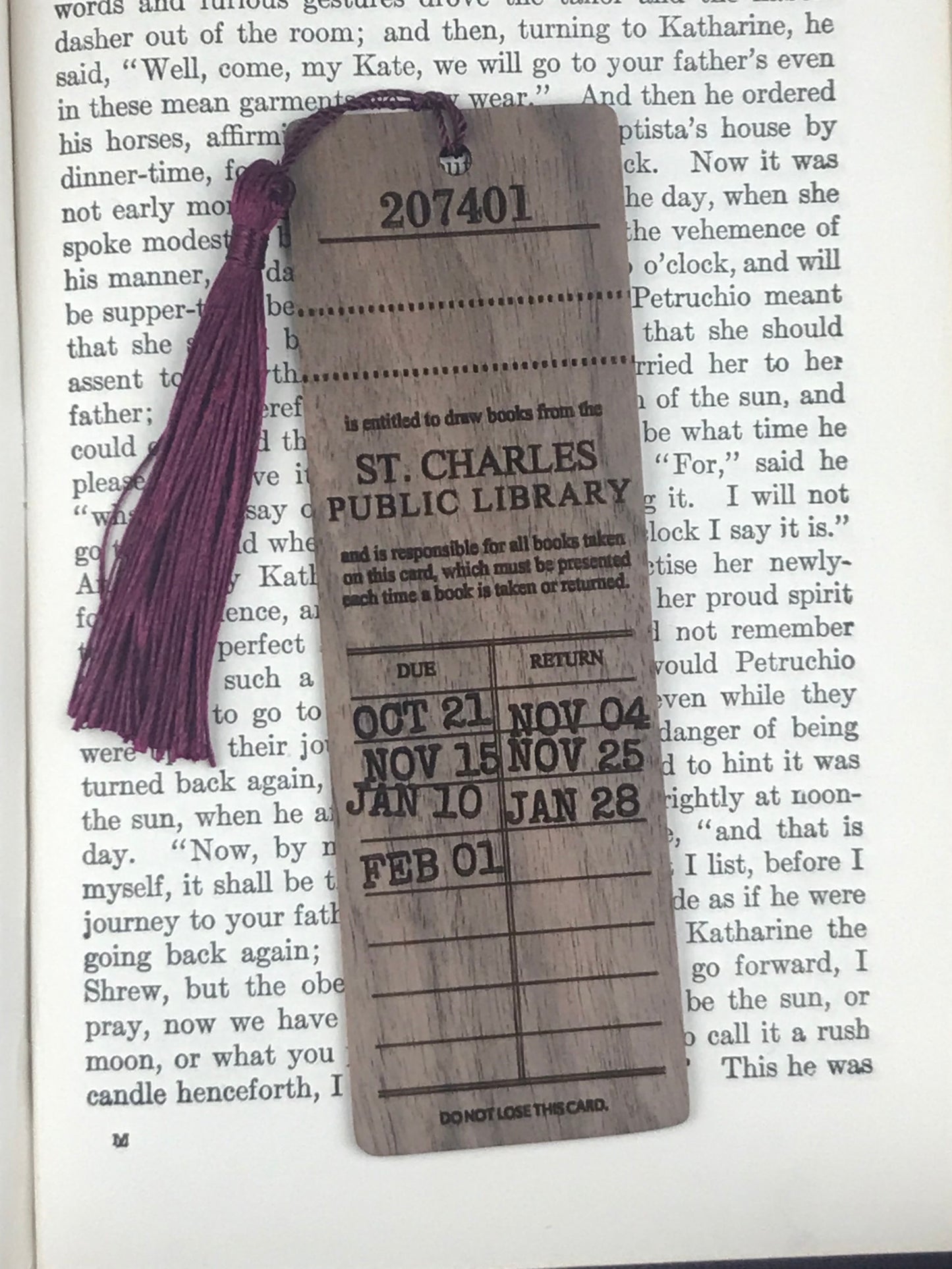 Vintage Library Card Wooden Bookmark