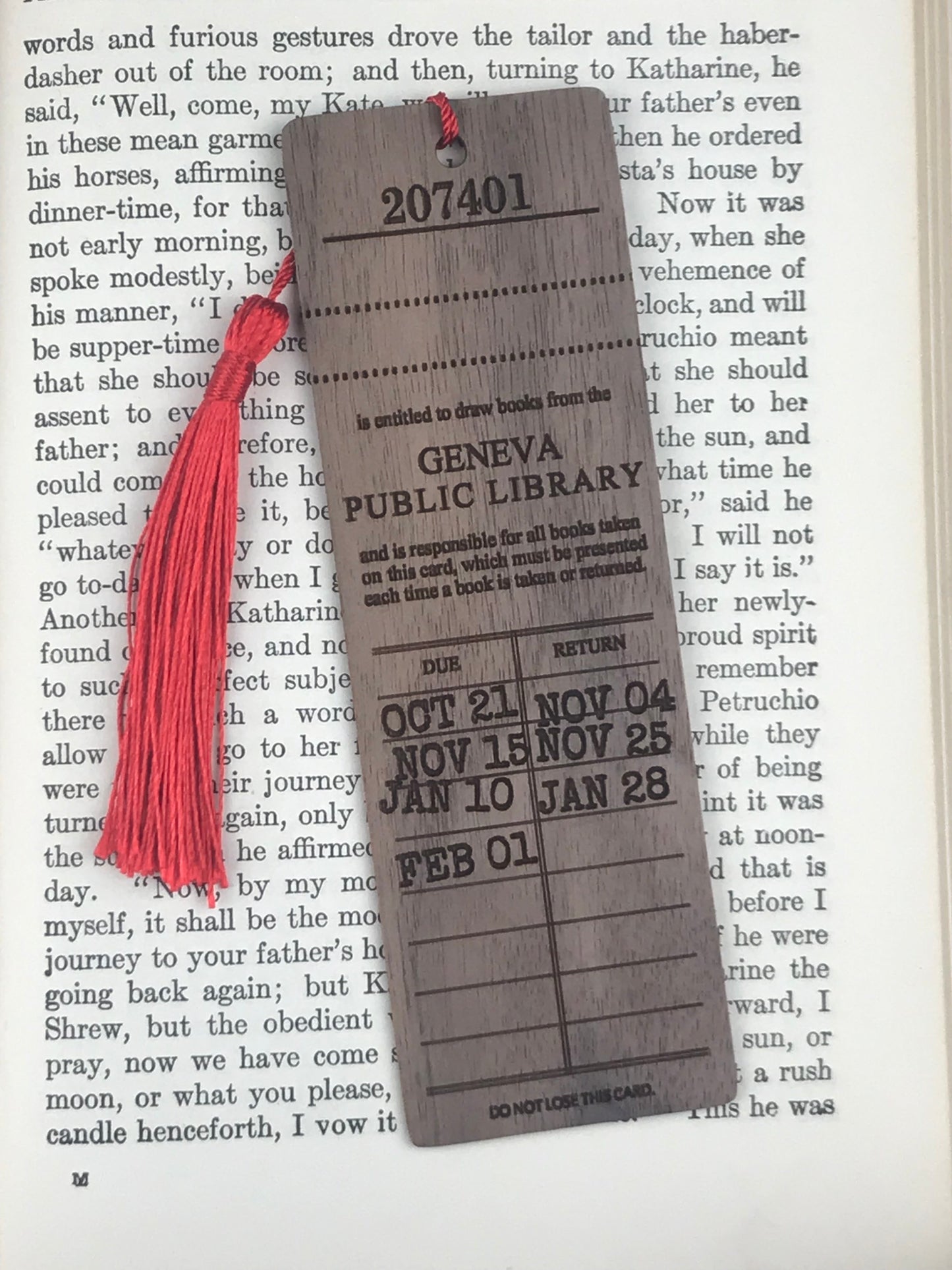 Vintage Library Card Wooden Bookmark