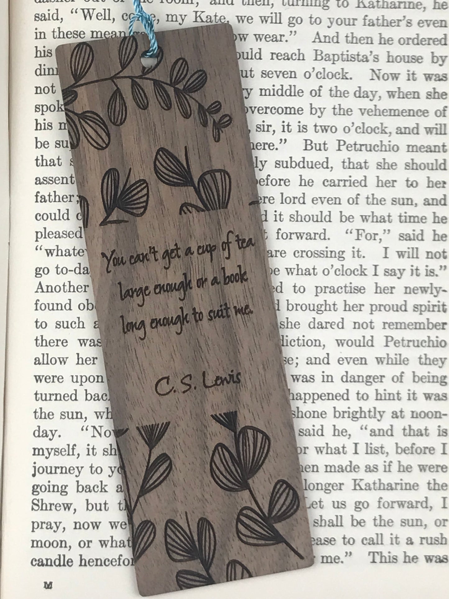 C.S. Lewis - Floral Wooden Bookmark
