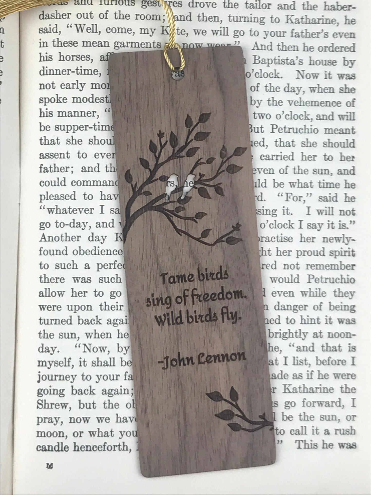 John Lennon Wooden Bookmark