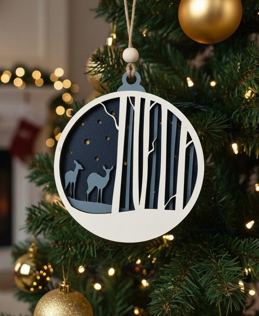 Winter Deer Scene Ornament