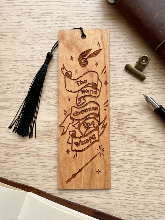 HP The Wand Chooses | Wooded Bookmark