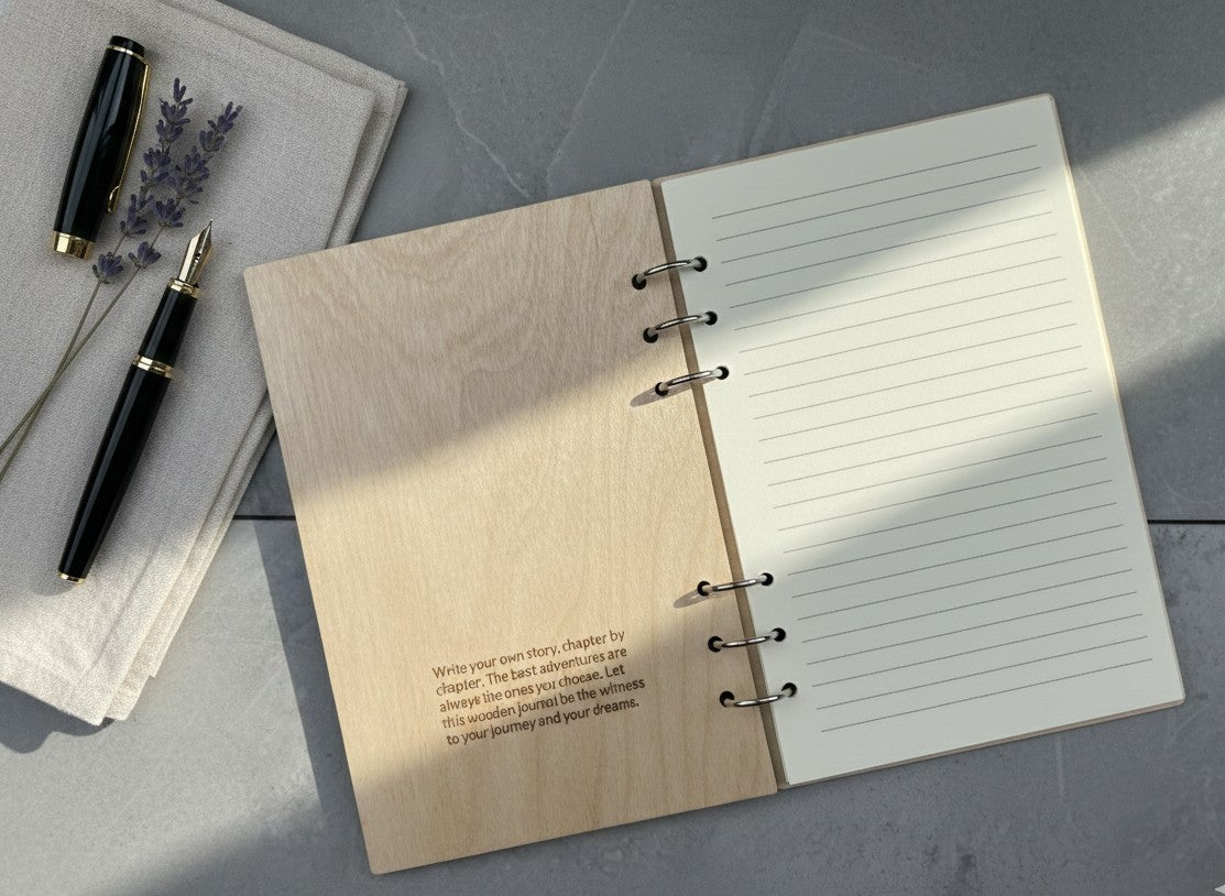 Growth Lives Between The Lines | Refillable Wooden Journal