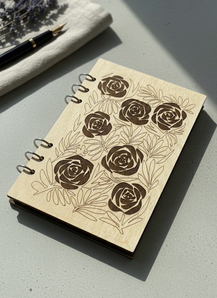Rose Bloom | Refillable Wooden Journal