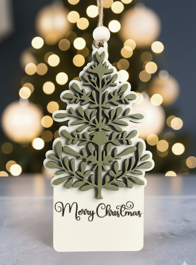 Festive Evergreen Ornament (White)