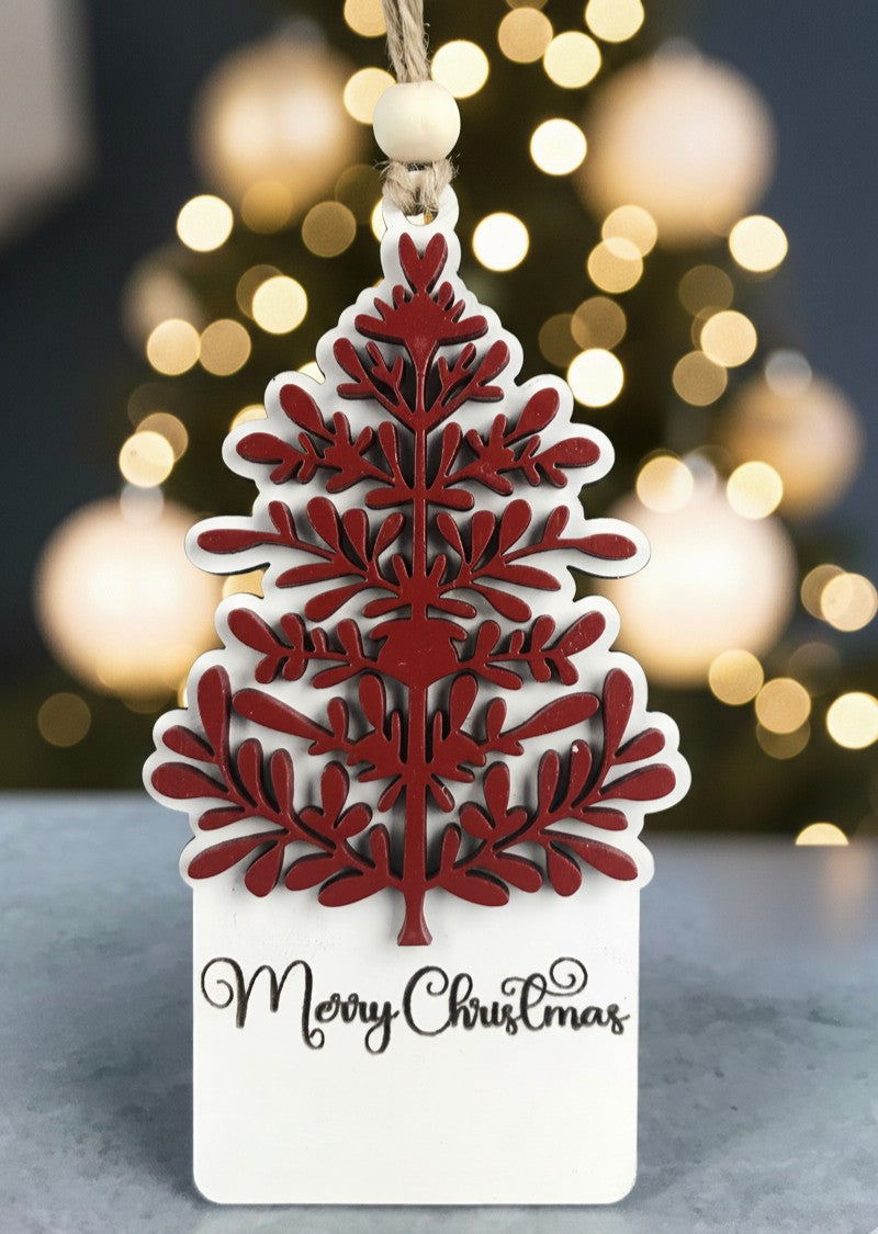 Festive Evergreen Ornament (White)