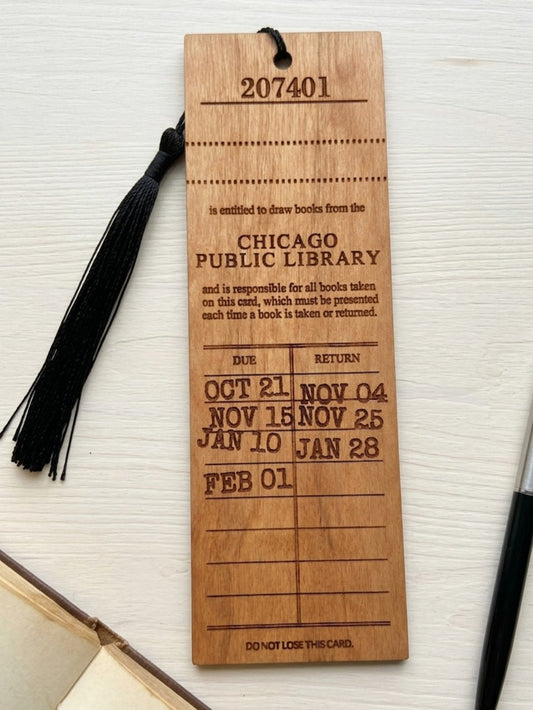 Custom Vintage Library Card | Wooden Bookmark